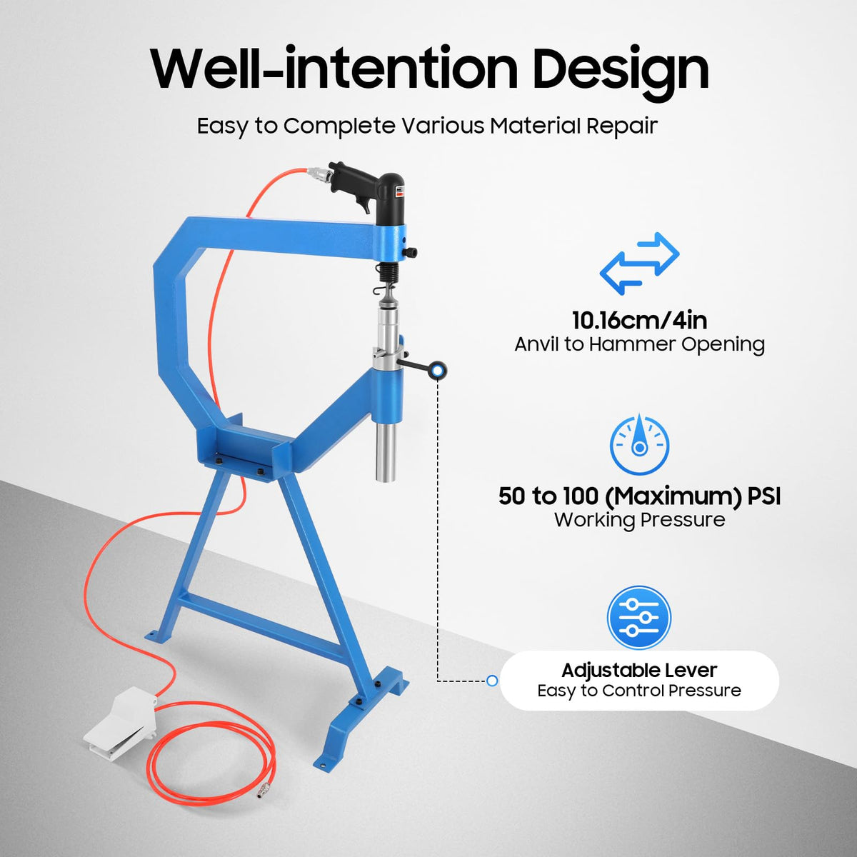 Pneumatic Planishing Hammer with 1", 2", 3" Anvil Dies T625