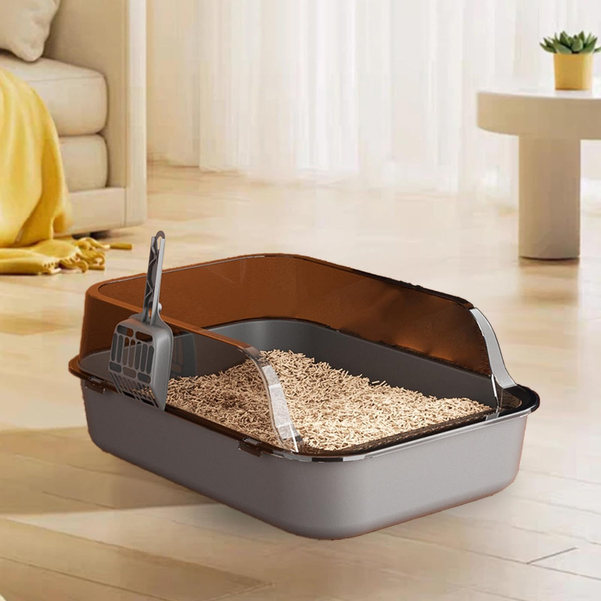 Open Top Sifting Litter Box Gray Y2247