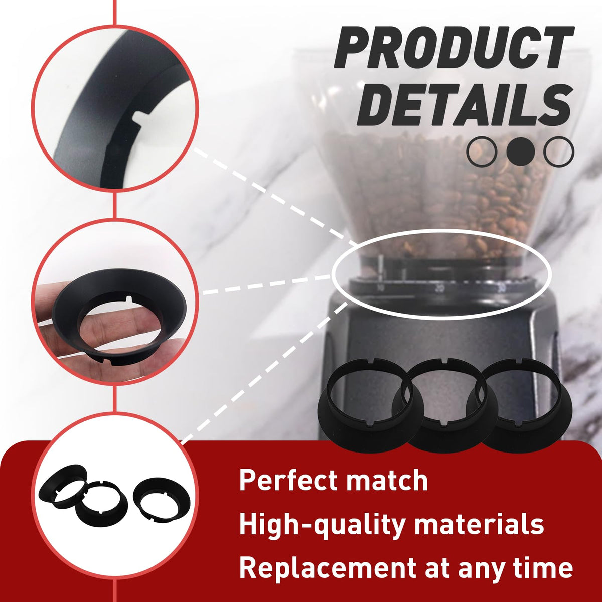 3 Pcs Gasket Replacement for Coffee Grinders M547