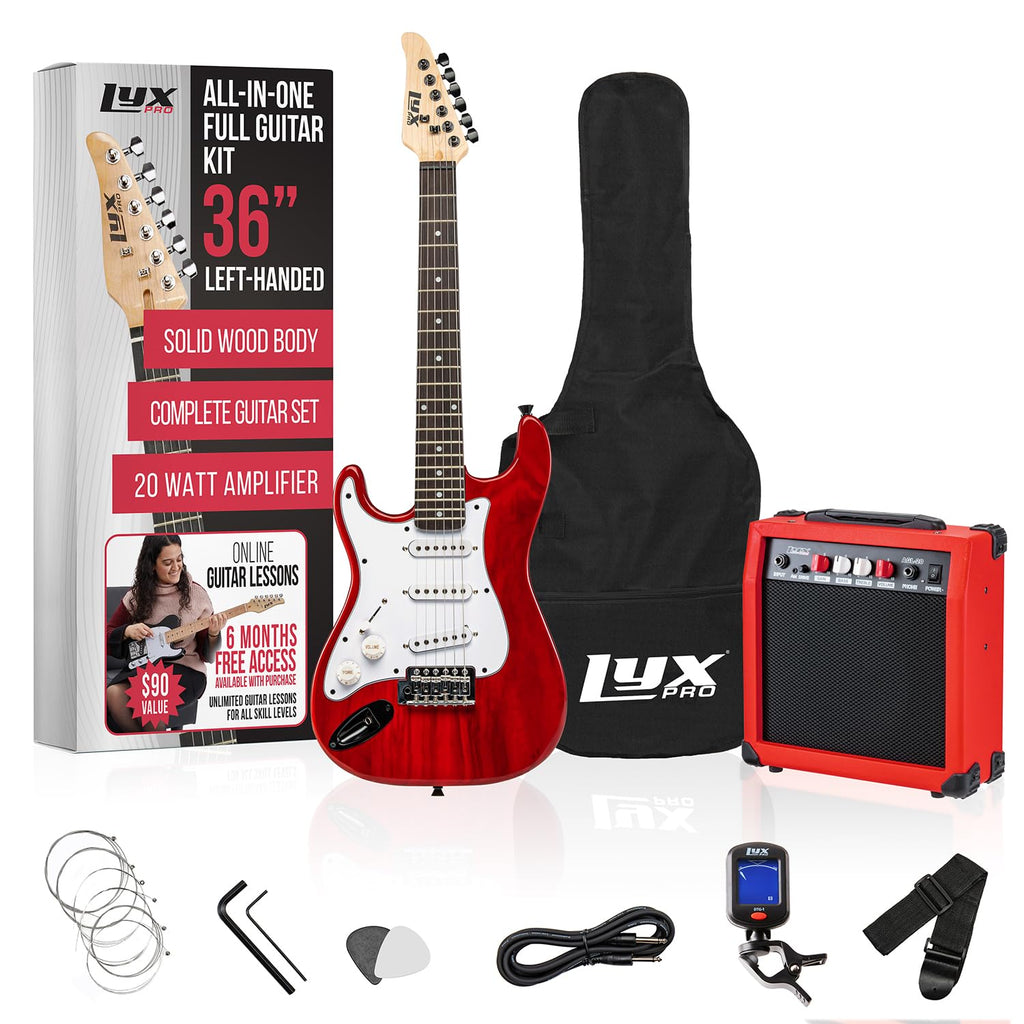 Left Hand 36 Inch 3/4 Size Electric Guitar Kit Red C85394