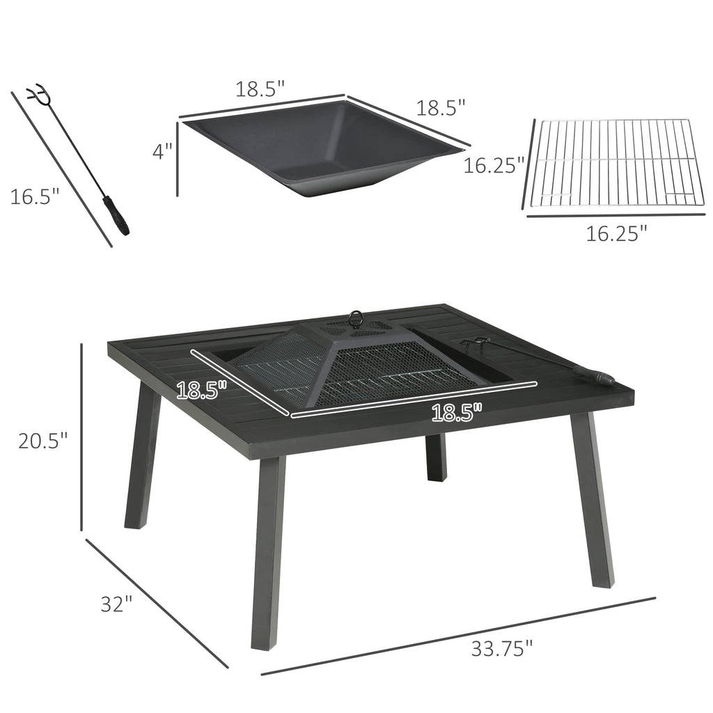 34-Inch Wood Burning Fire Pit with Grill V193881