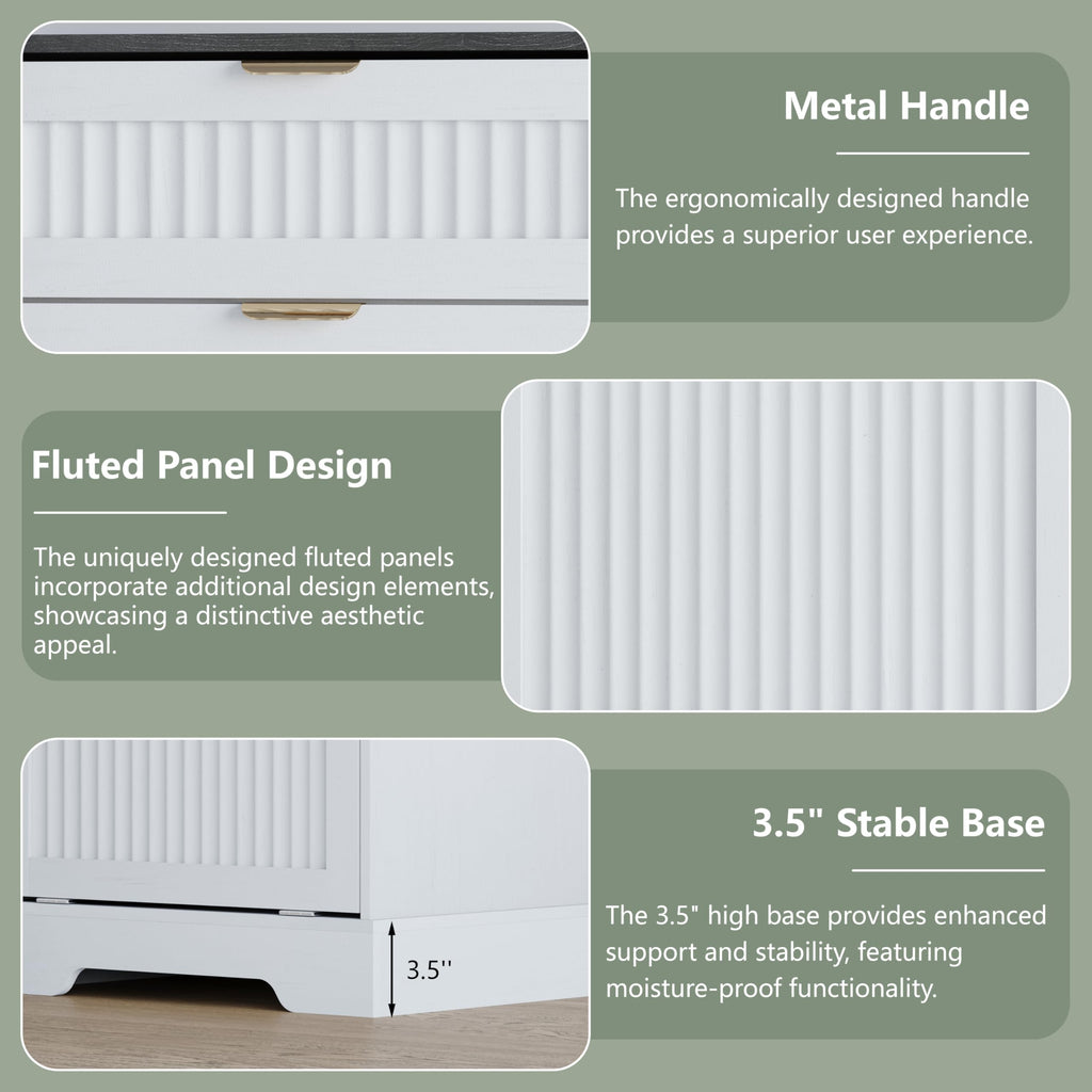 White Double Tilt Out Trash Can Cabinet E3650