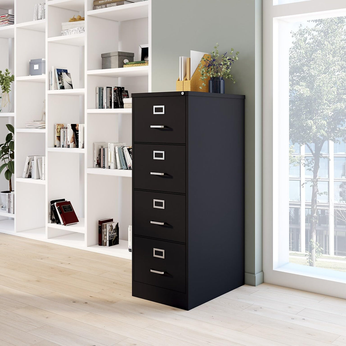 4 Drawer Black Vertical File Cabinet J5521