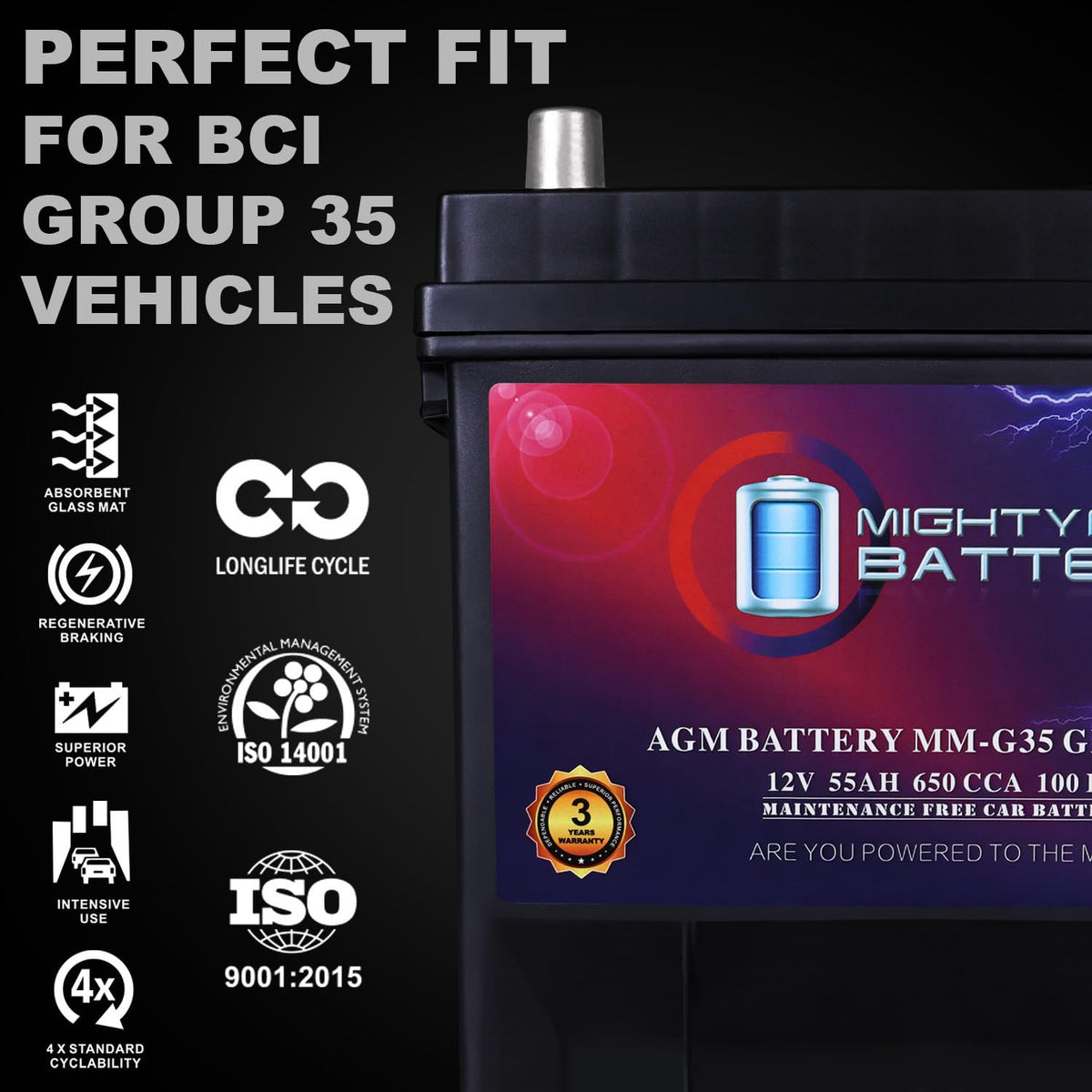 12V 55Ah AGM Replacement Battery Y4051