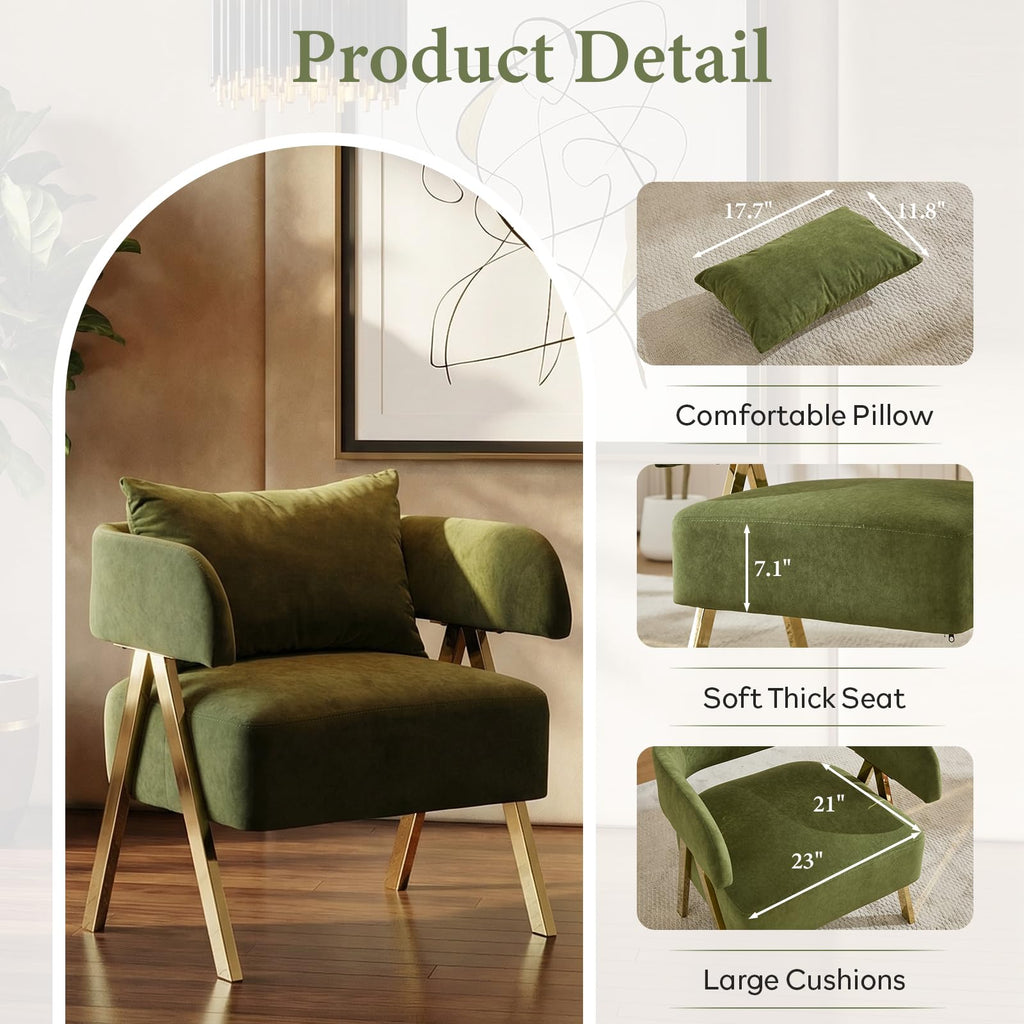 Green Velvet Dining Chairs Set of 2 with Arms J757433