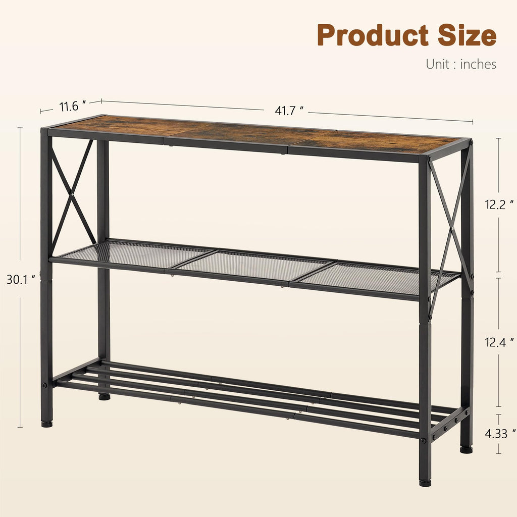 3 Tier Narrow Console Table with Shelves U588