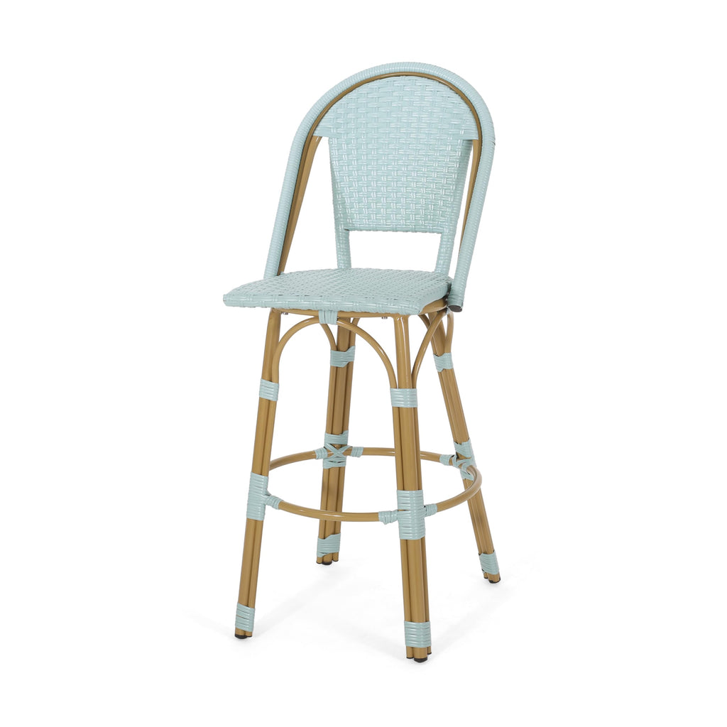 Light Teal PE Rattan Aluminum Bar Stools Set of 2 X110158