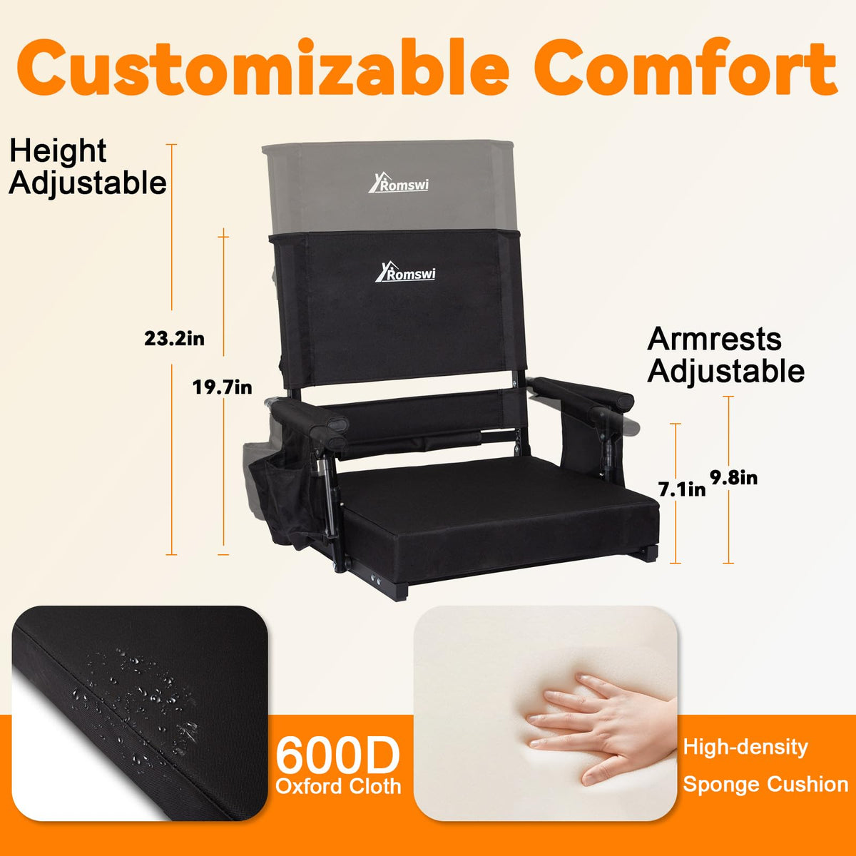 2-Pack Stadium Seats with Back Support and Armrests C678793