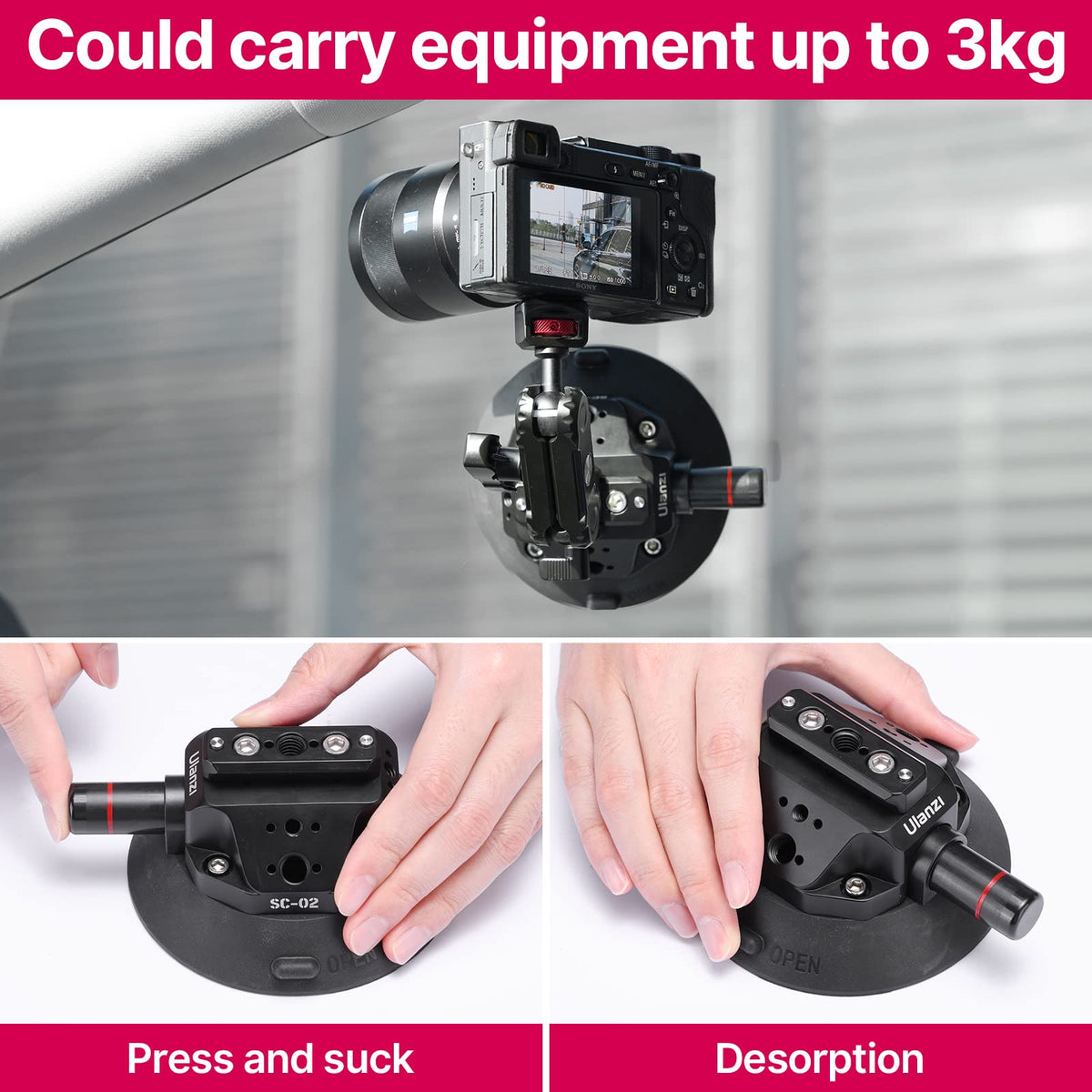 Suction Mount 4.5'' Magic Arm Bracket for DSLR Cameras K964
