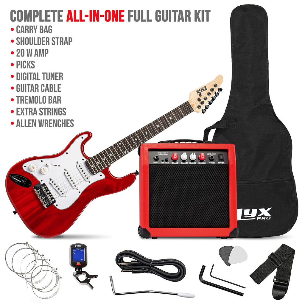 Left Hand 36 Inch 3/4 Size Electric Guitar Kit Red C85394