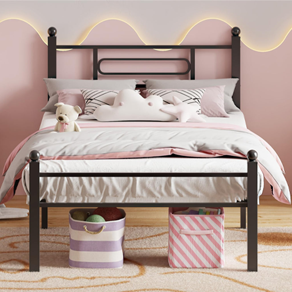 Black Metal Twin Size Bed Frames with Headboard S301521
