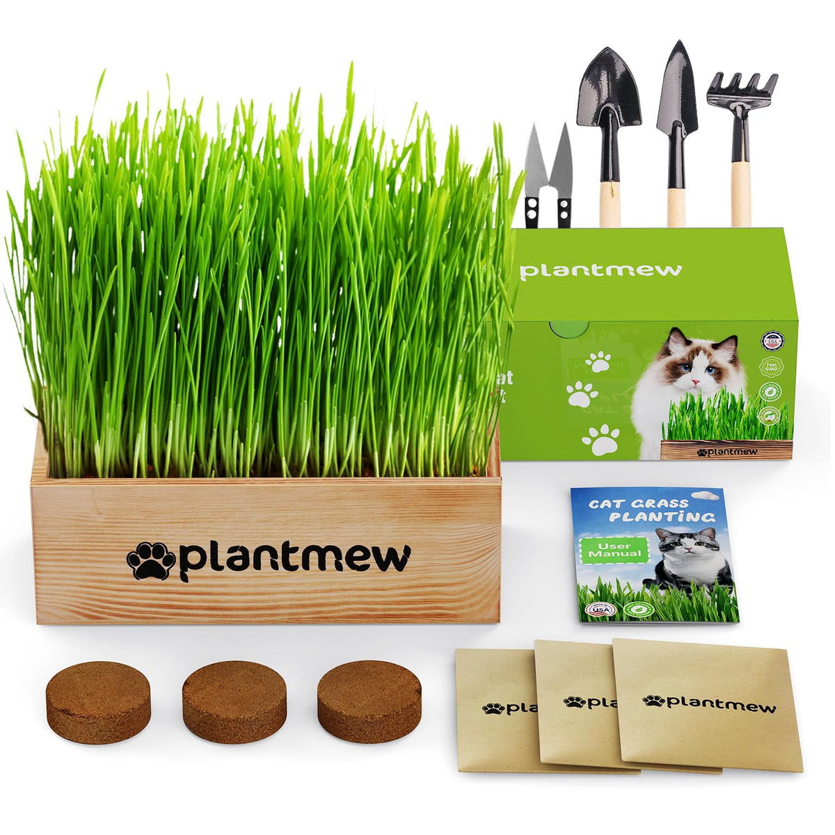 Cat Grass Kit with Seeds, Soil & Planter Pots T66213