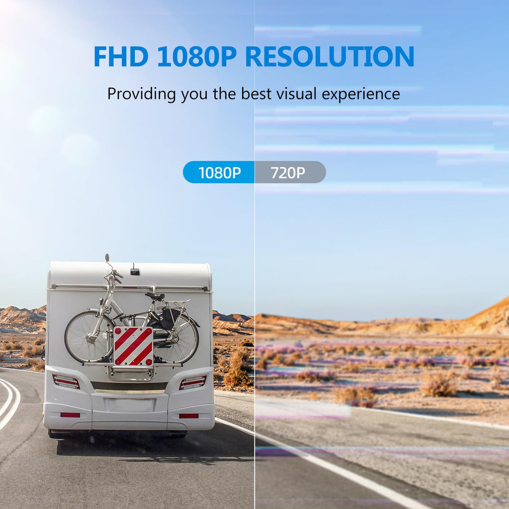 Magnetic Solar Wireless Backup Camera with 7" 1080P Monitor O4720