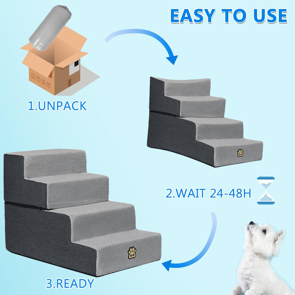 4-Step Foam Dog Stairs, 18-Inch, Gray L43296