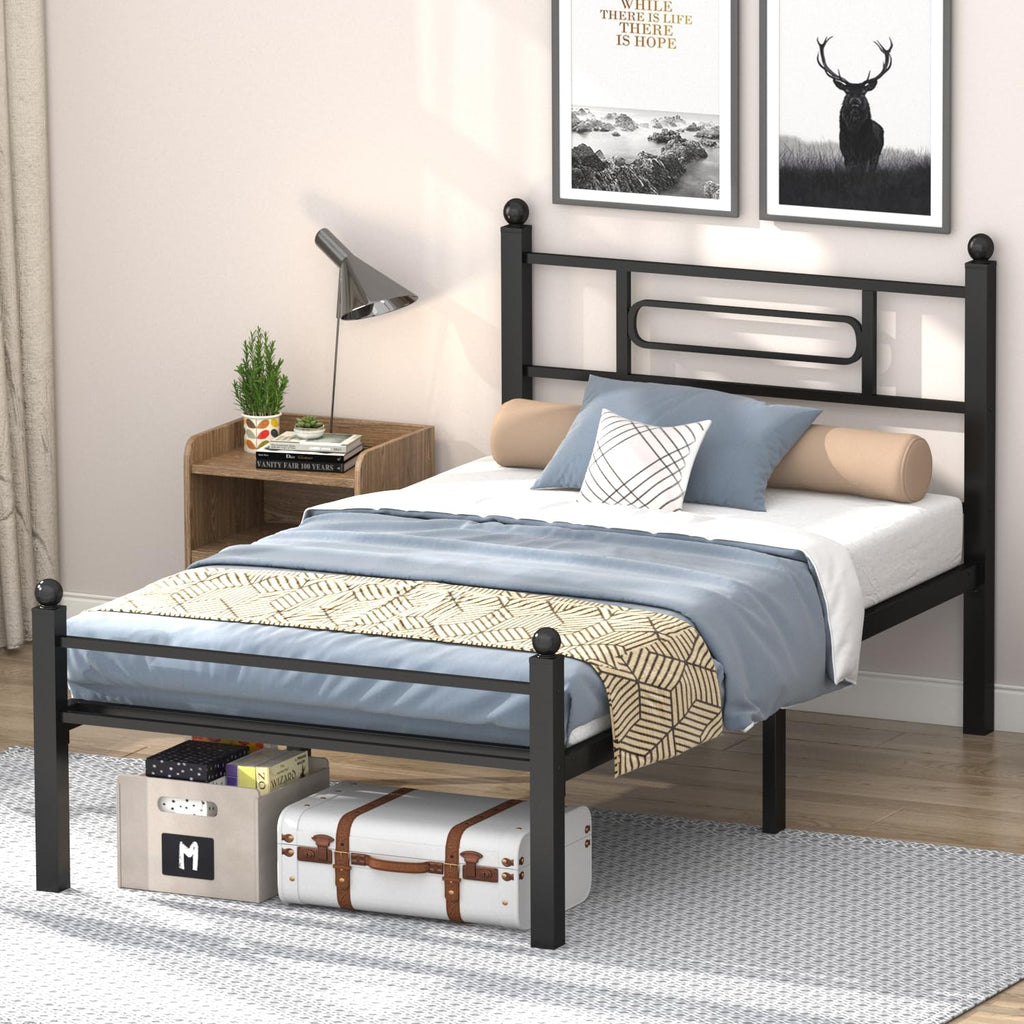 Black Metal Twin Size Bed Frames with Headboard S301521