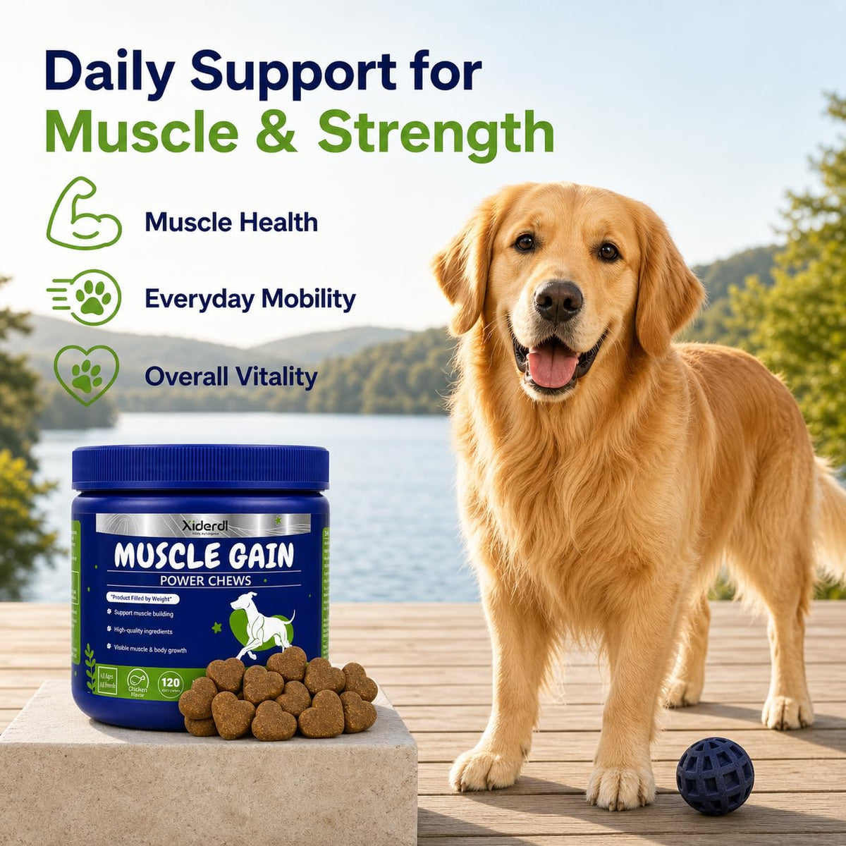High Protein Muscle Support Soft Chews for Dogs, 120 Count I611054