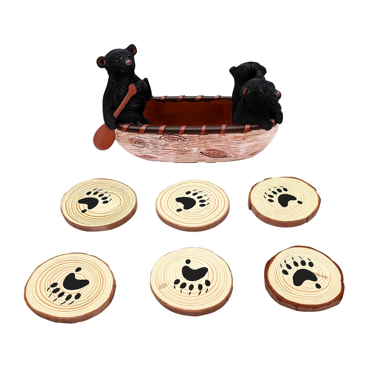 Black Bear Coaster Set with Canoe Holder S581