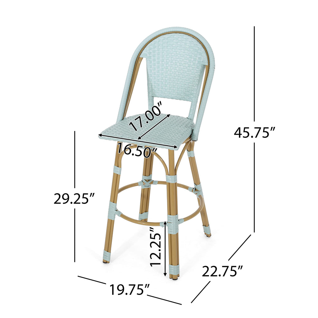 Light Teal PE Rattan Aluminum Bar Stools Set of 2 X110158