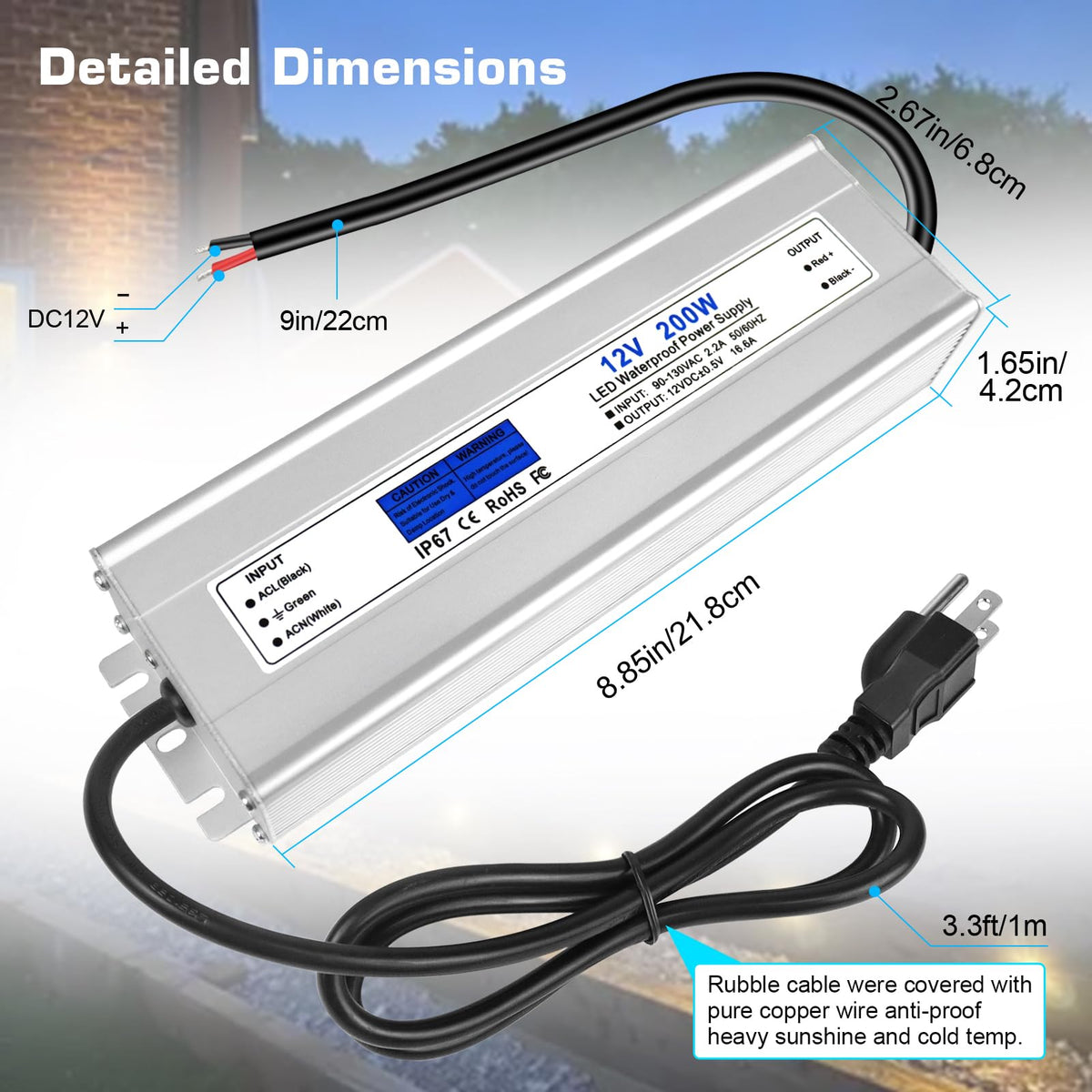 200W IP67 Waterproof 12V LED Driver V219694