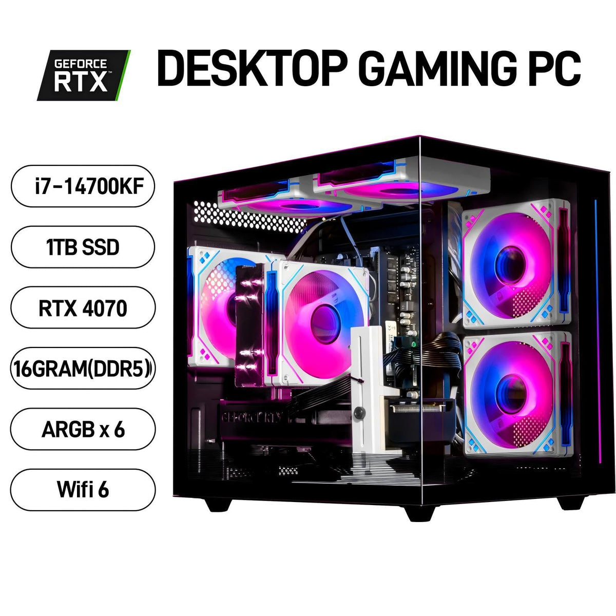 Core i7-14700KF GeForce RTX 4070 12GB Gaming Desktop PC G214355