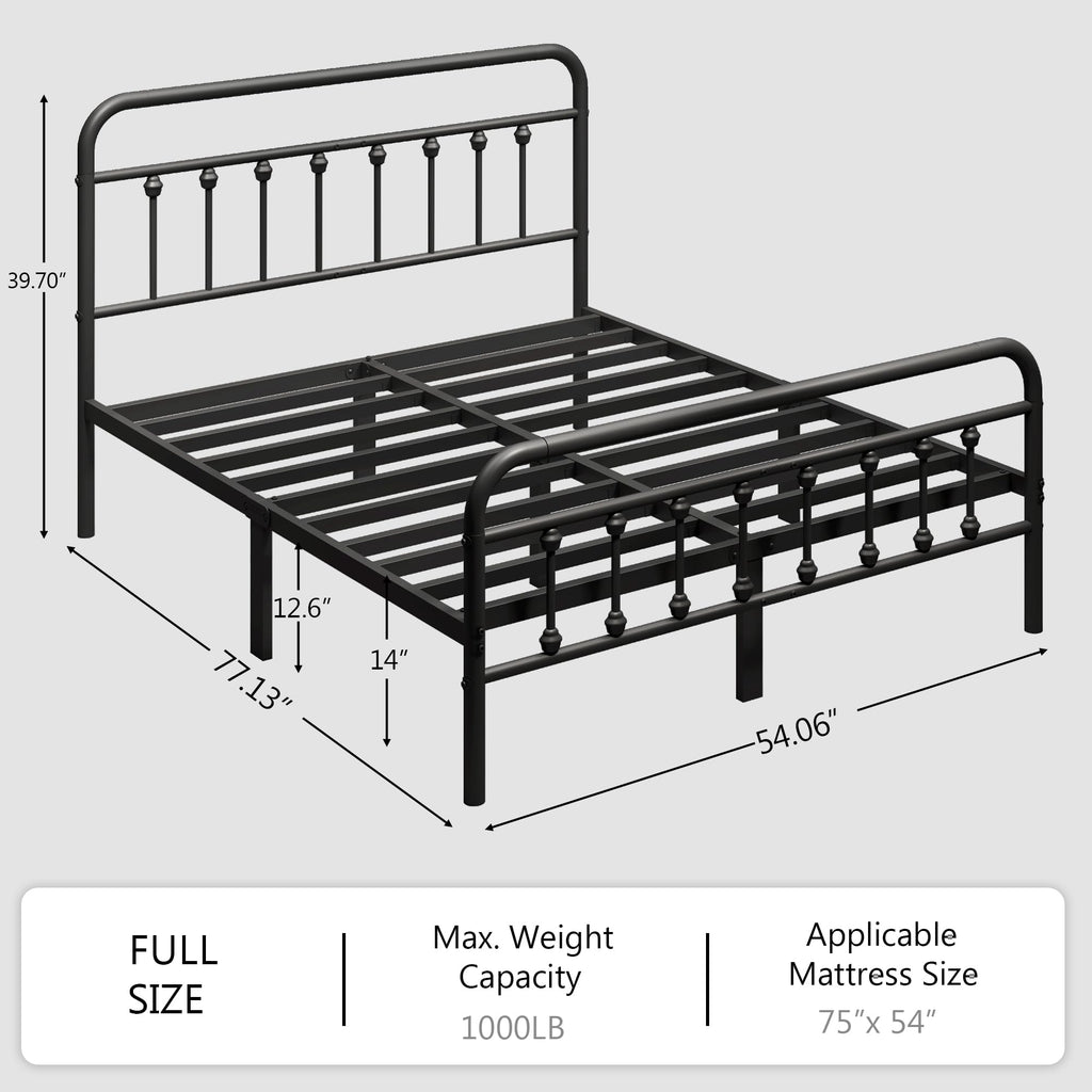 Full Size Metal Bed Frame with Headboard and Footboard S977