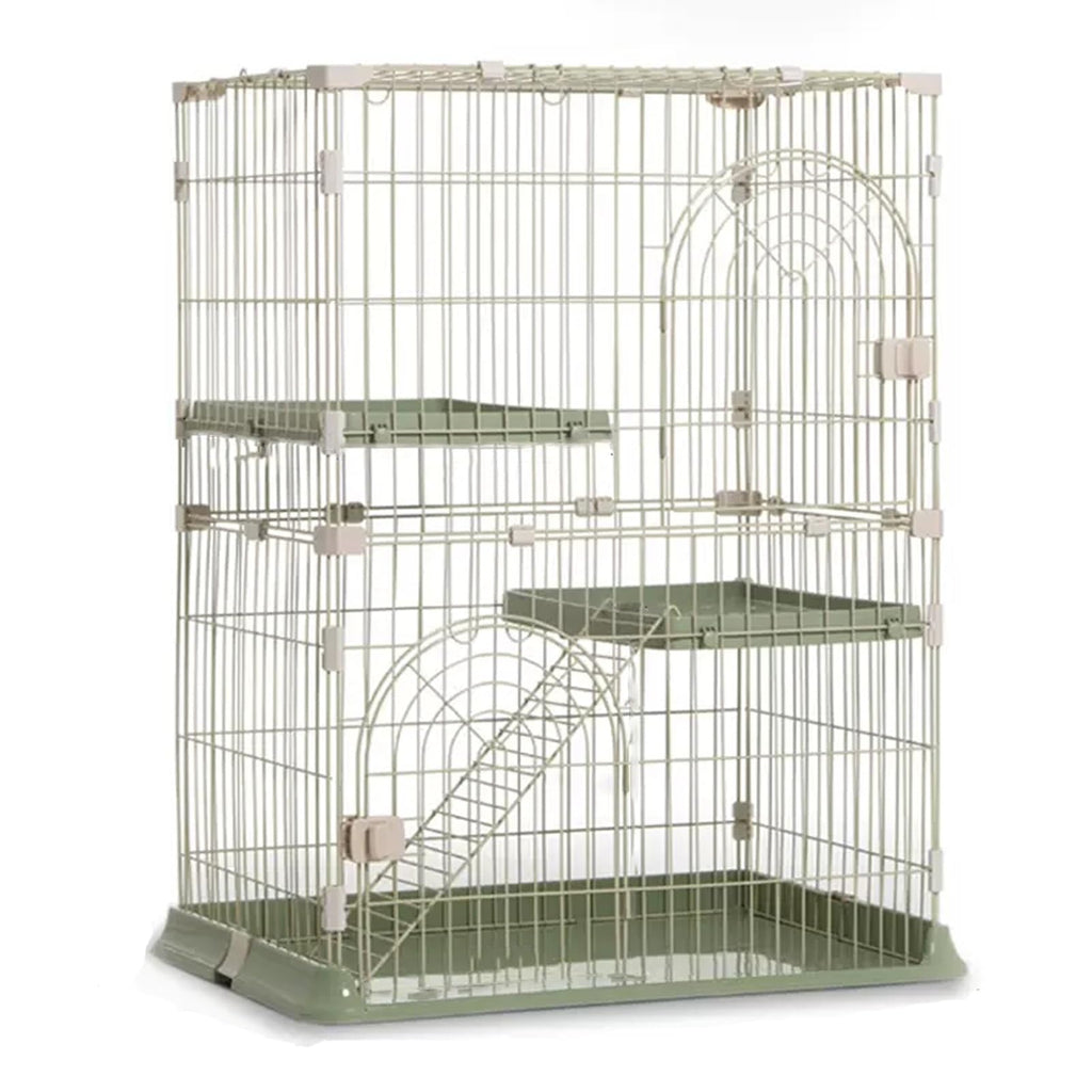 3/4-Tier Wire Cat Cage Playpen Kennel with Hammock and 3 Platforms I1788