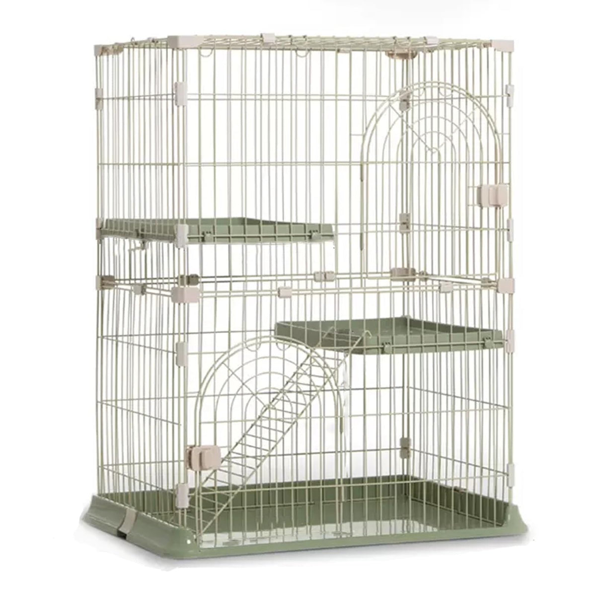 3/4-Tier Wire Cat Cage Playpen Kennel with Hammock and 3 Platforms I1788