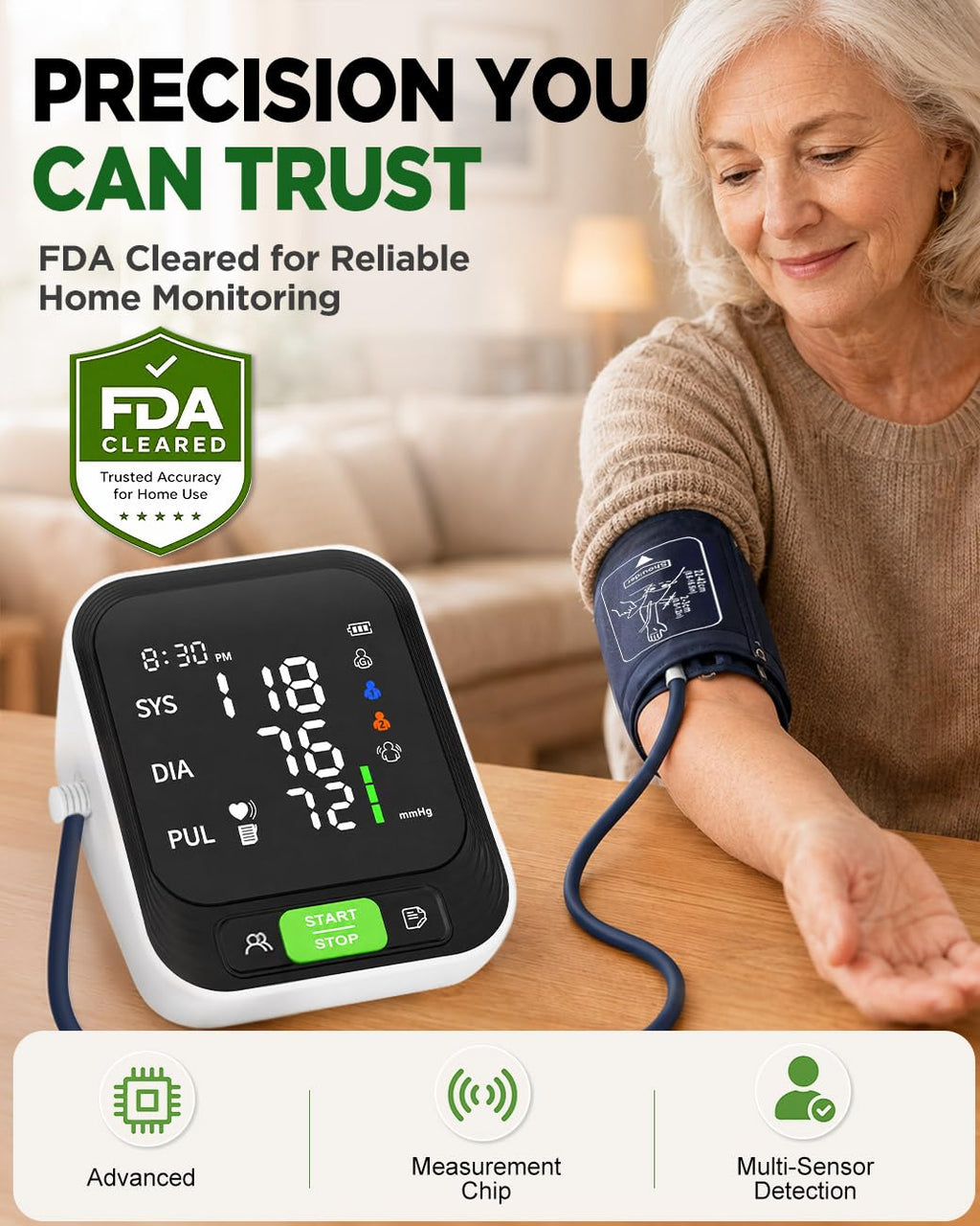 Upper Arm Blood Pressure Monitor with Large Cuff H9204