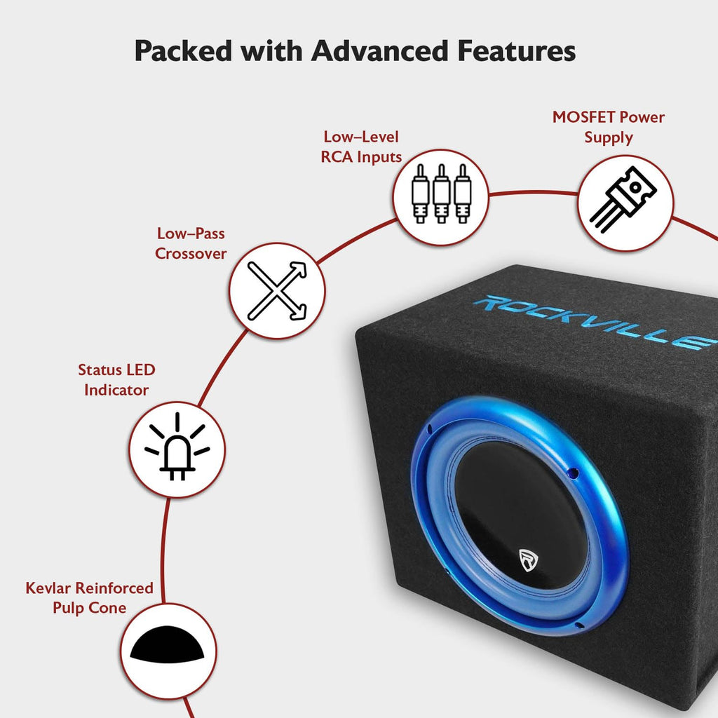 10" Active Powered Car Subwoofer with Enclosure I128776