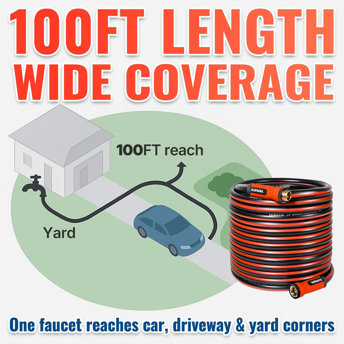 100ft Garden Hose 5/8in I.D. with Swivel Brass Handle M95826