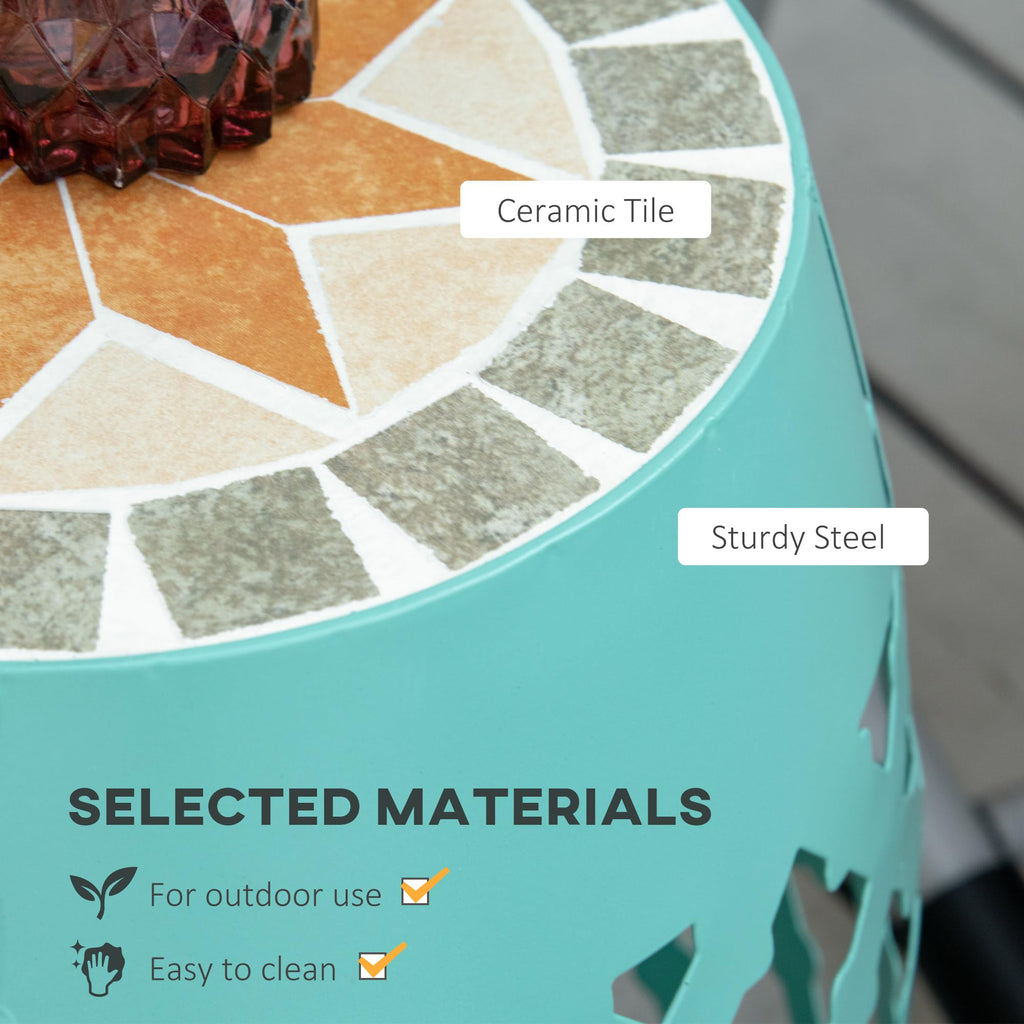 Mosaic Blue Round Outdoor Stool Y175259
