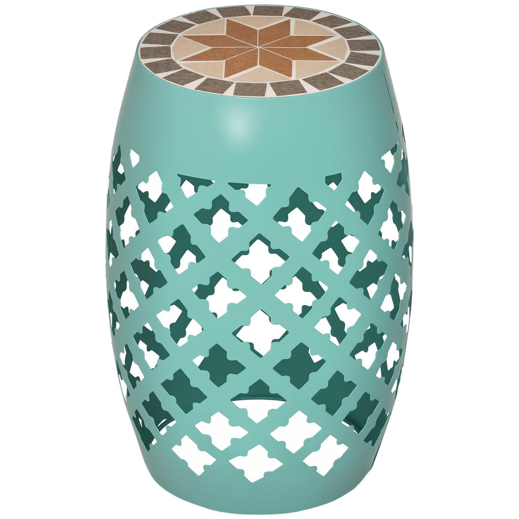 Mosaic Blue Round Outdoor Stool Y175259