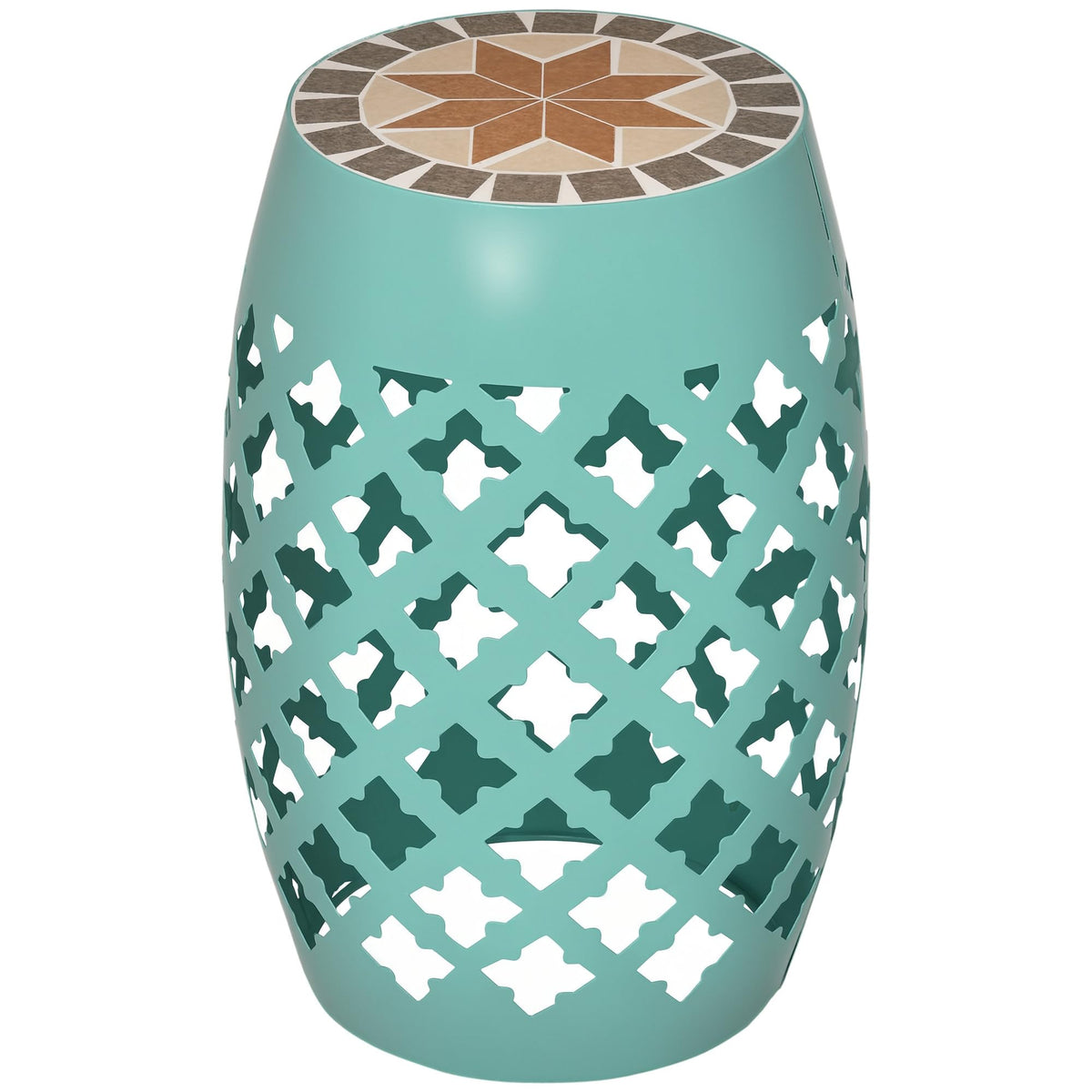 Mosaic Blue Round Outdoor Stool Y175259
