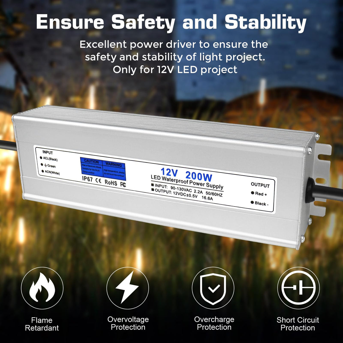 200W IP67 Waterproof 12V LED Driver V219694