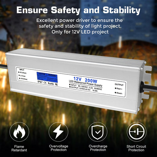 200W IP67 Waterproof 12V LED Driver V219694