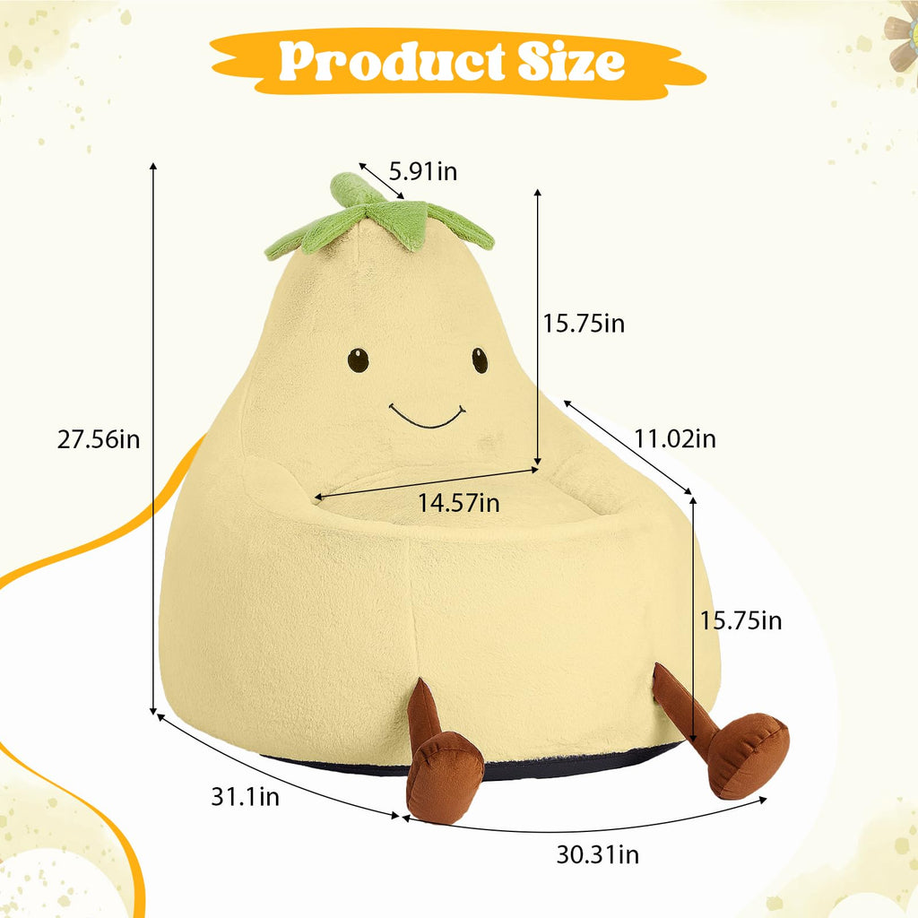 Yellow Faux Rabbit Fur Memory Foam Bean Bag Chair D3490