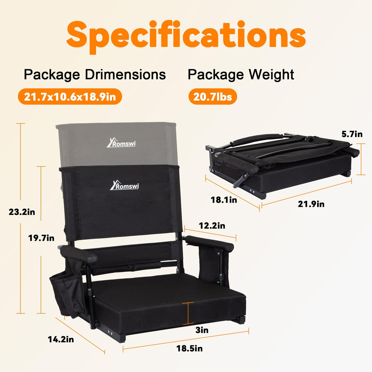 2-Pack Stadium Seats with Back Support and Armrests C678793