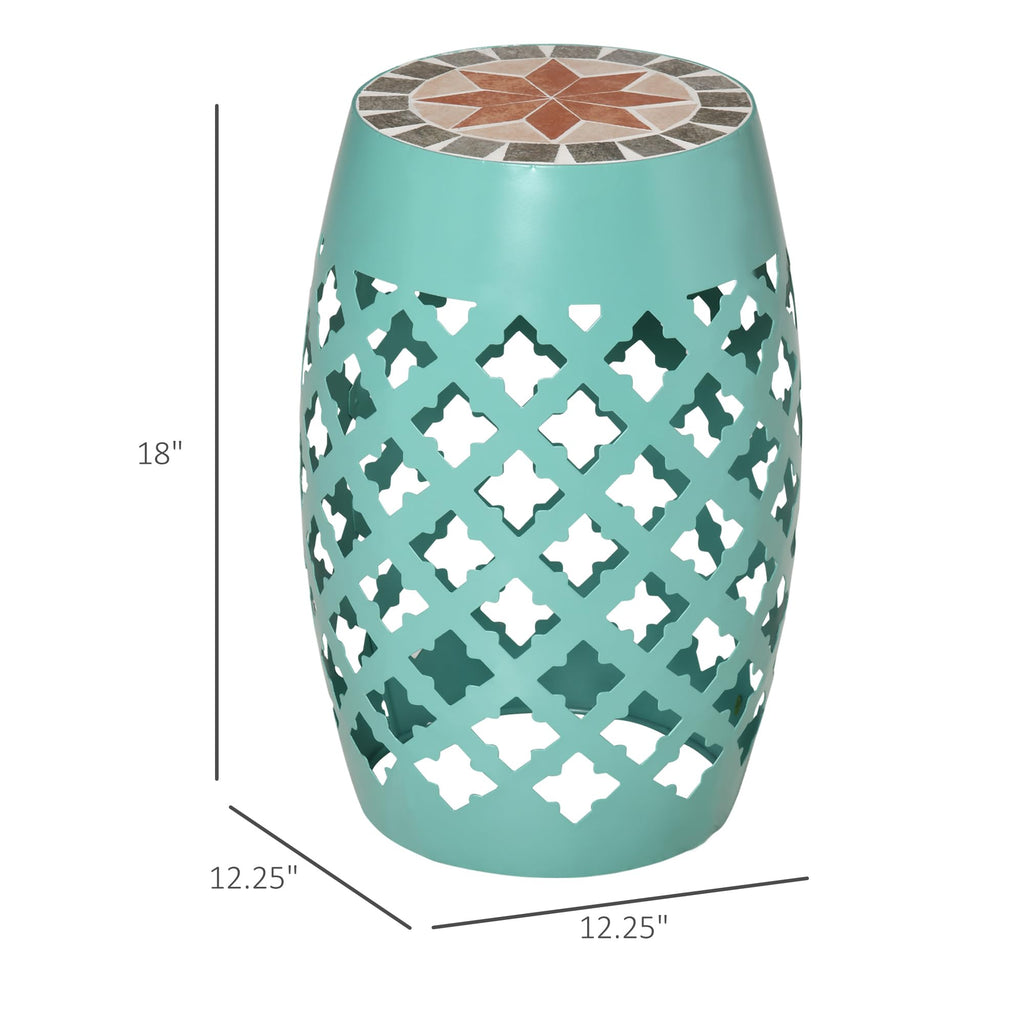 Mosaic Blue Round Outdoor Stool Y175259