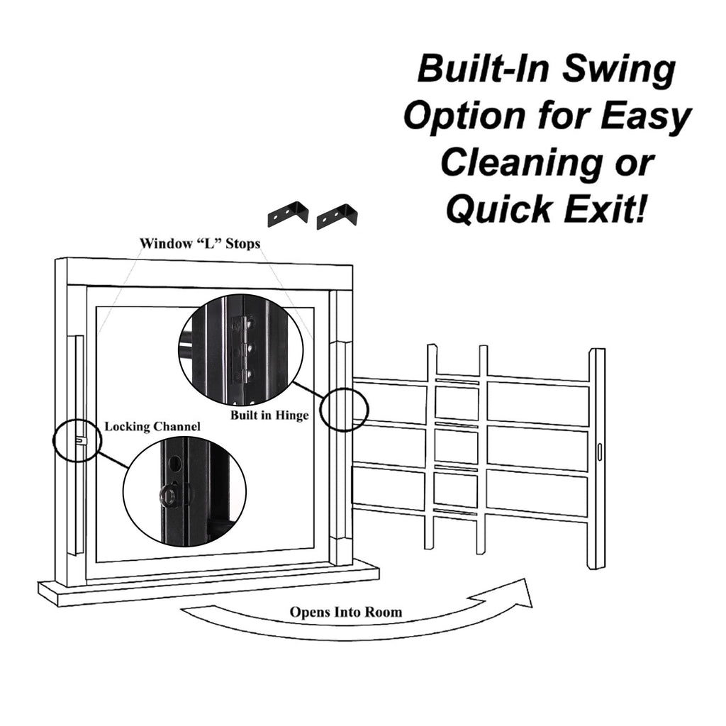 Black Adjustable Tubular Steel Window Security Bars V479145