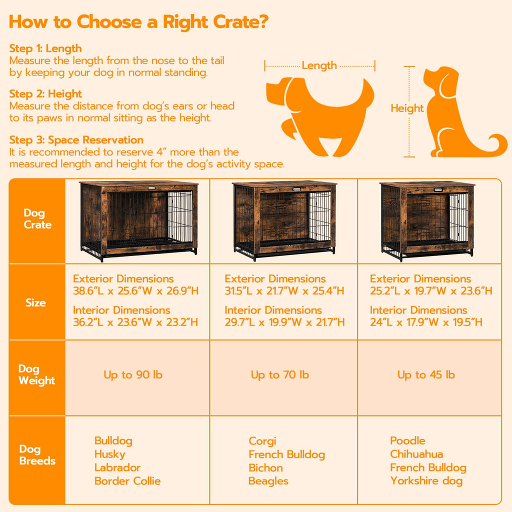 38.6" Wooden Dog Crate Furniture with Pull-Out Tray J357529