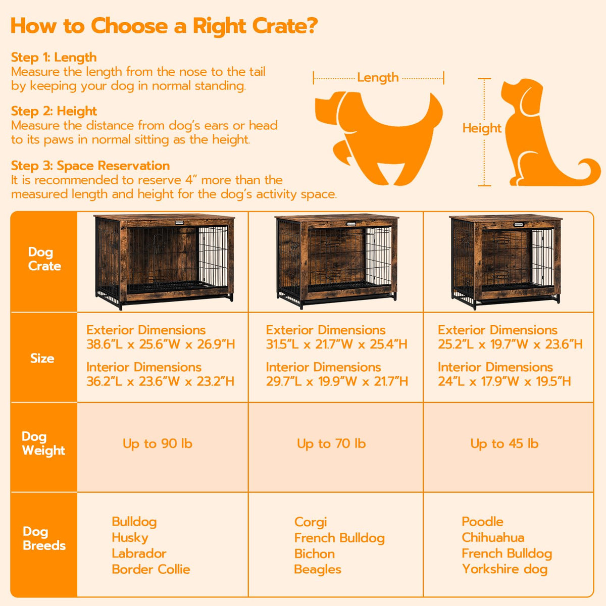 38.6" Wooden Dog Crate Furniture with Pull-Out Tray J357529