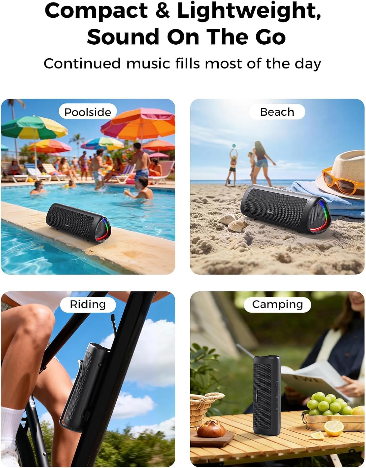 20W Portable Wireless Bluetooth Speaker, IPX5 Waterproof, Black M39424