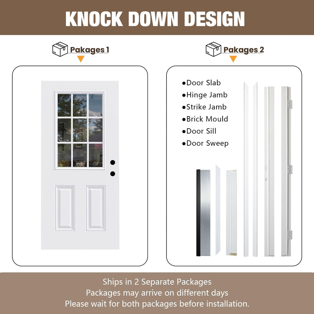 White 9-Lite Fiberglass Entry Door Q963