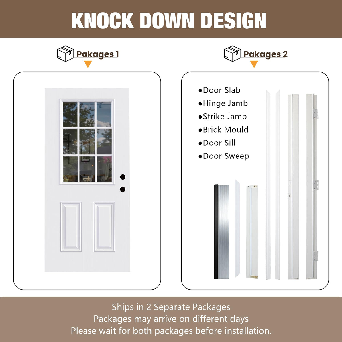 White 9-Lite Fiberglass Entry Door Q963