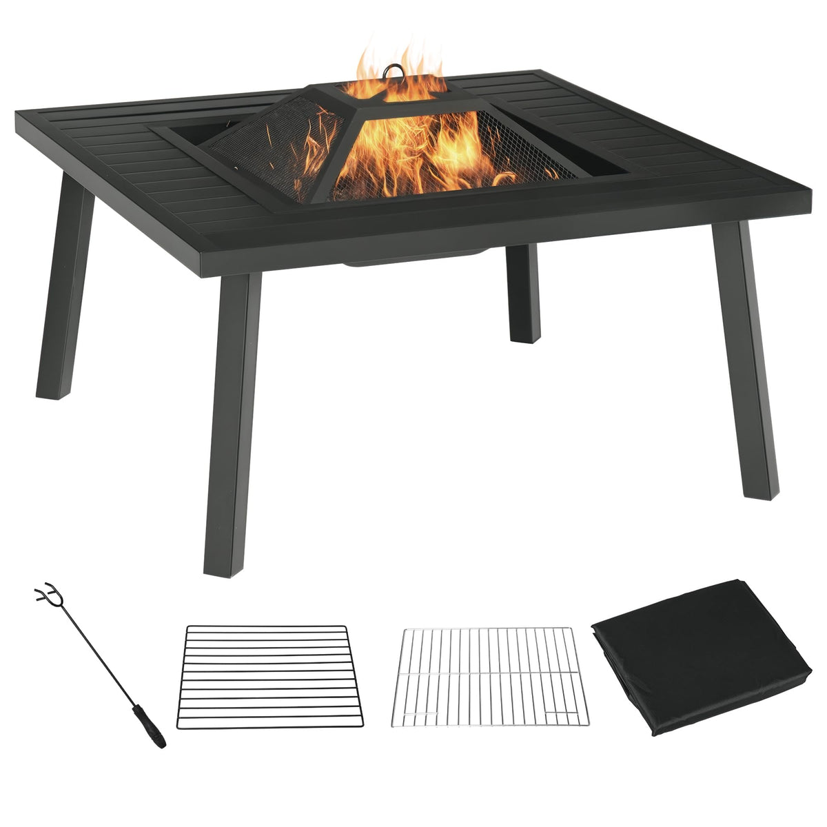 34-Inch Wood Burning Fire Pit with Grill V193881