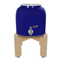 Porcelain Ceramic Crock Water Dispenser with Wood Stand and Stainless Steel Faucet V321