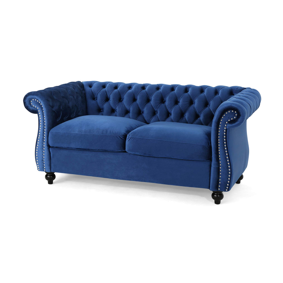 Navy Blue Velvet Tufted Chesterfield Sofa Y29161