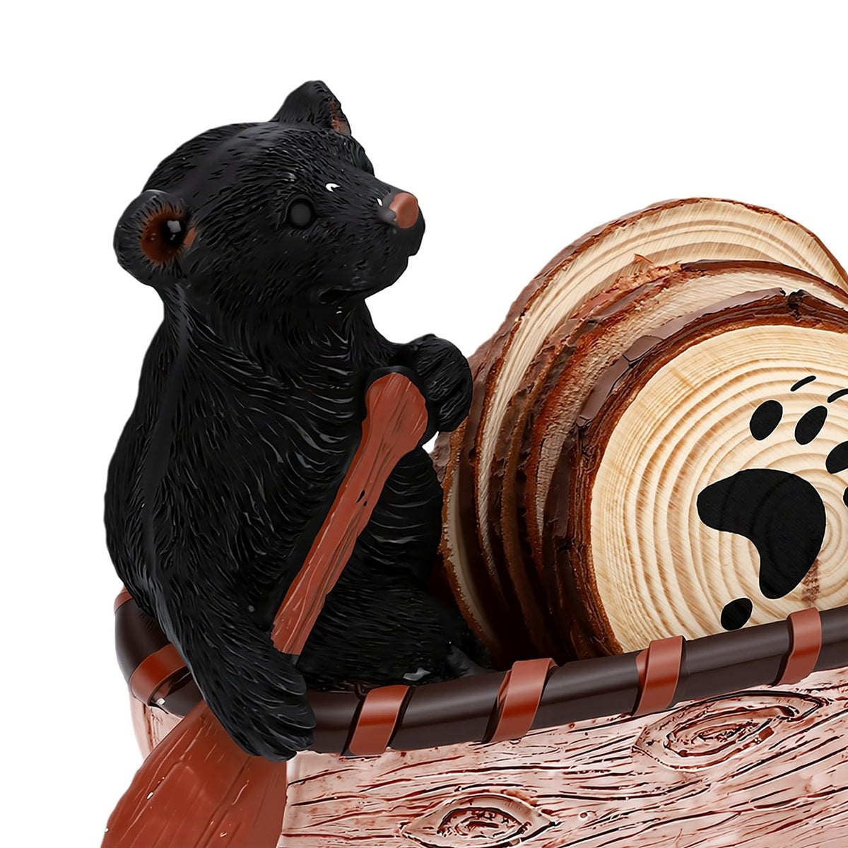 Black Bear Coaster Set with Canoe Holder S581