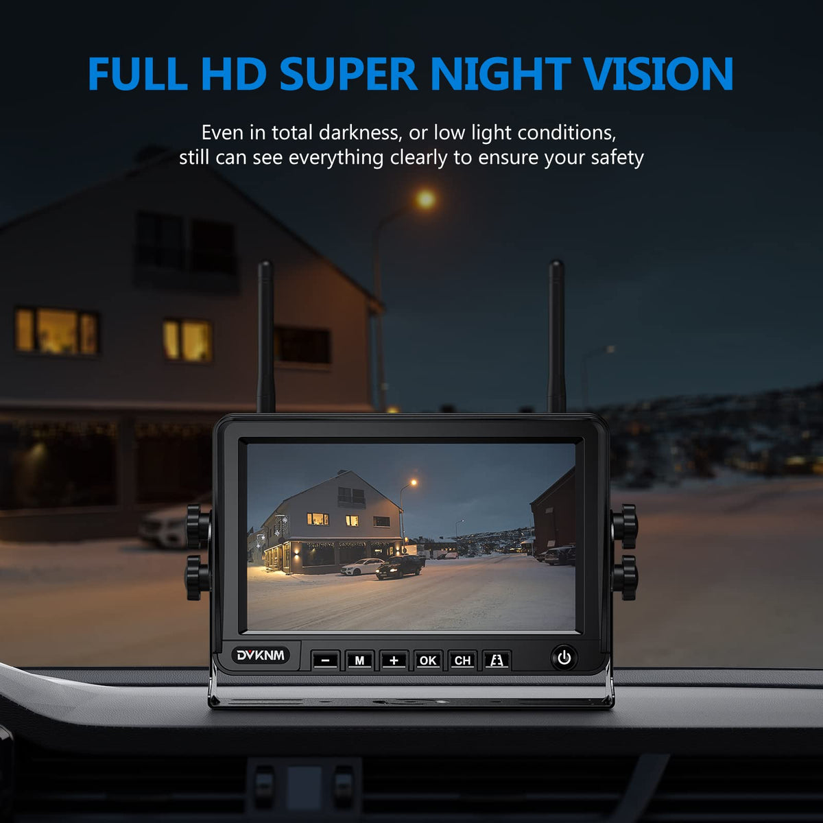 Magnetic Solar Wireless Backup Camera with 7" 1080P Monitor O4720