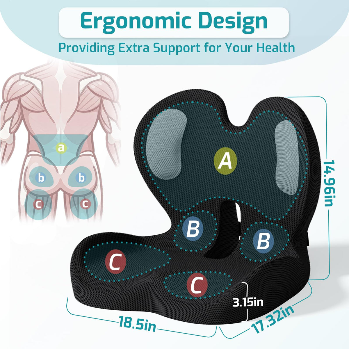 Ergonomic Seat Cushion & Lumbar Support Pillow K830081